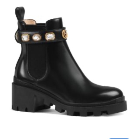 Gucci Trip Embellished Block Heel Chelsea Boots - Picture 3 of 9